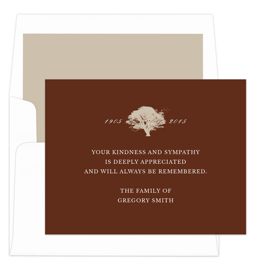 Brown Oak Tree Sympathy Cards